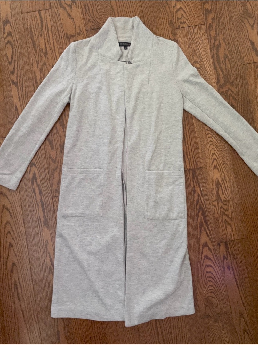 DYNAMITE Light Gray Long Open Front Coat/Jacket